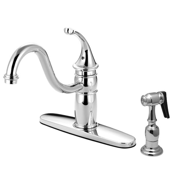 8" Centerset Kitchen Faucet W/ Brass Sprayer, Chrome